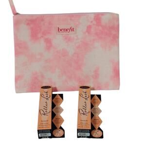 Benefit Super Curling Lifting Mascara Roller Lash Pink Tie Dye Makeup Pouch Bag